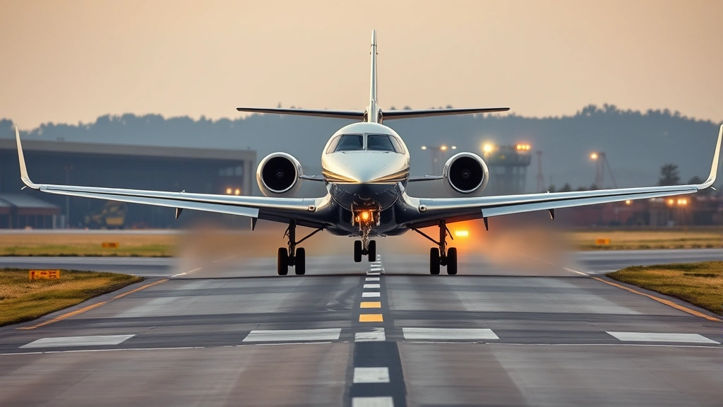 Modern aircraft on runway during takeoff roll with clear visibility, runway markings and lighting systems visible, safety equipment in focus