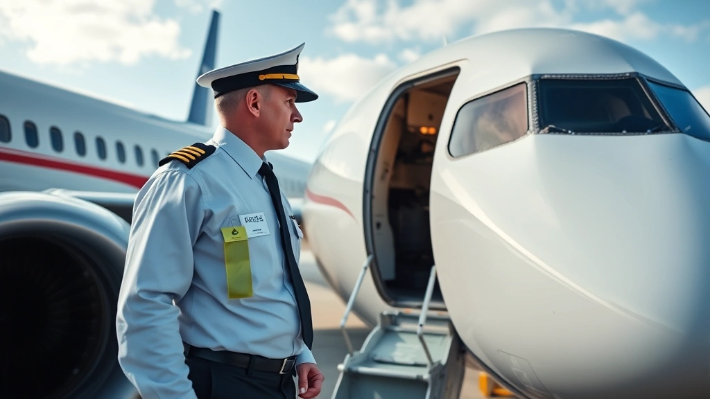 Pilot conducting walk-around pre-flight inspection of commercial airliner, checking for any remaining Remove Before Flight tags before departure