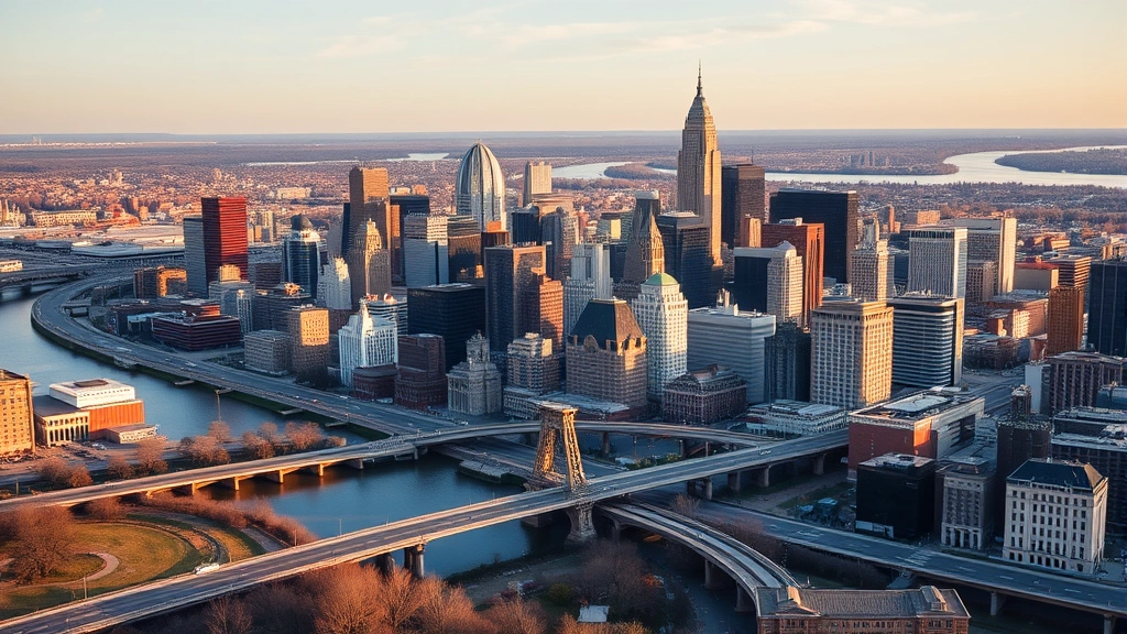 Aerial view of Philadelphia skyline with downtown skyscrapers and Schuylkill River in morning light, photorealistic, no text