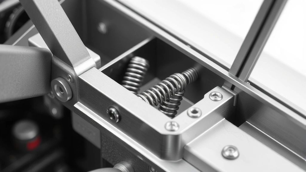 Close-up detail of precision aluminum flight yoke mechanism showing control resistance springs and authentic aircraft-grade construction materials